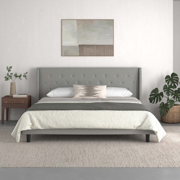 Sivi tapecirani bračni krevet 180x200 cm Her Majesty – Støraa-image-2