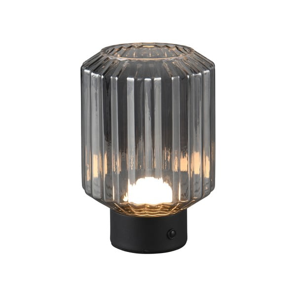 Crna/siva LED stolna lampa s mogućnosti zatamnjivanja sa staklenim sjenilom (visina 19,5 cm) Lord – Trio-image-1