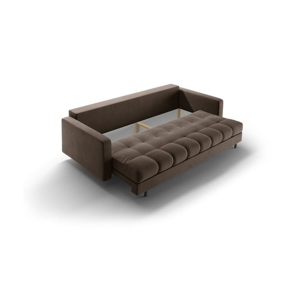 Smeđa baršunasti sklopiva/s prostorom za odlaganje sofa 222 cm Bali – Cosmopolitan Design-image-4