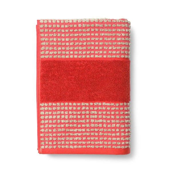 Crveni ručnik od organskog pamuka od frotira 70x140 cm Check – JUNA