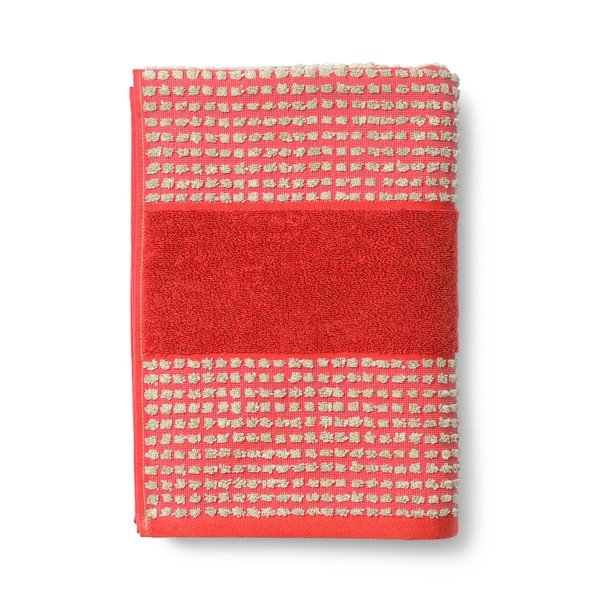Crveni ručnik od organskog pamuka od frotira 70x140 cm Check – JUNA