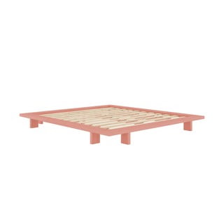 Svijetlo ružičasti bračni krevet od masivnog bora s podnicom 160x200 cm Japan – Karup Design