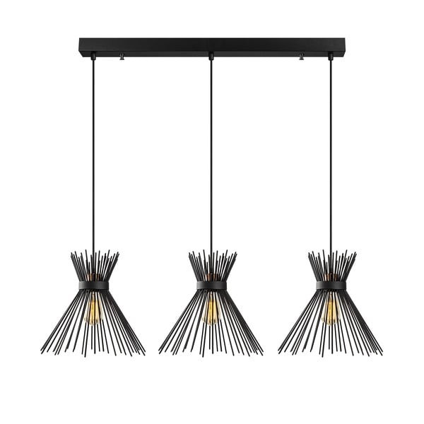 Crna viseća svjetiljka za 3 žarulje Opviq lights Kirpi-image-2