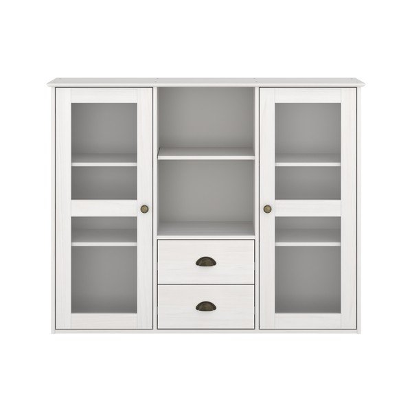 Bijela vitrina od masivnog bora 127x100x30 cm Edith – Støraa