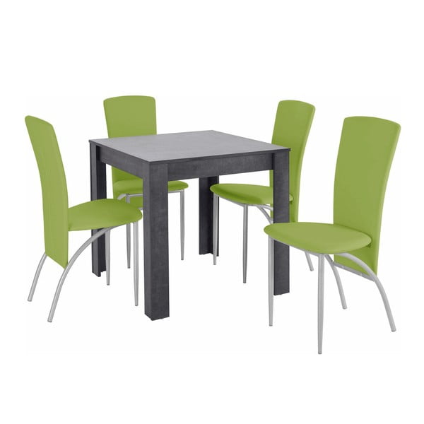 Set blagovaonskog stola i 4 zelene blagovaonske stolice Støraa Lori Nevada Duro Slate Green