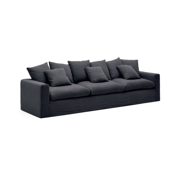 Antracitno siva lanena sofa 340 cm Nora – Kave Home