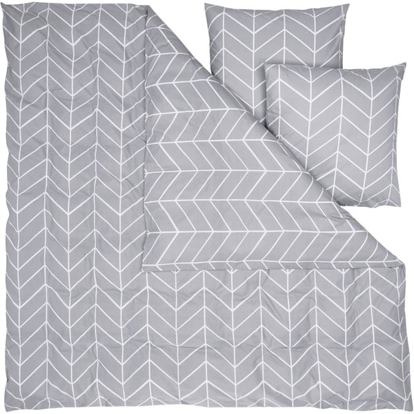 Siva posteljina za bračni krevet od pamuka by46 Mirja, 200 x 200 cm