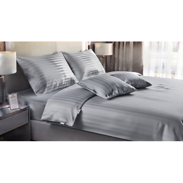 Siva 3-dijelna posteljina za krevet za jednu osobu 140x200 cm Hotel stripe – JAHU collections
