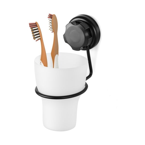 Crna metalna samoljepljiva čaša za četkice za zube Bestlock Black – Compactor-image-4