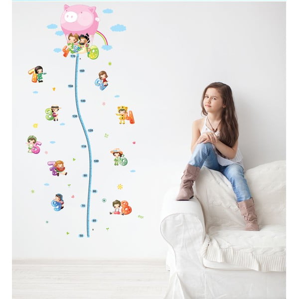 Dječje zidne naljepnice s metrom Ambiance Balloon with Little Kids