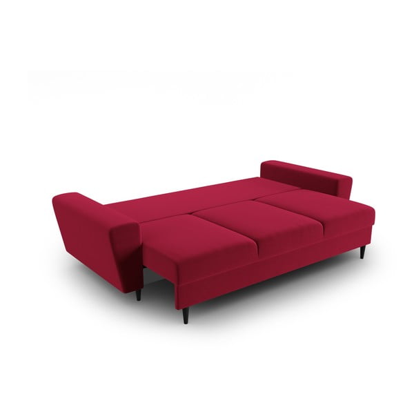 Crvena baršunasti sklopiva/s prostorom za odlaganje sofa 235 cm Kyoto – Cosmopolitan Design-image-2
