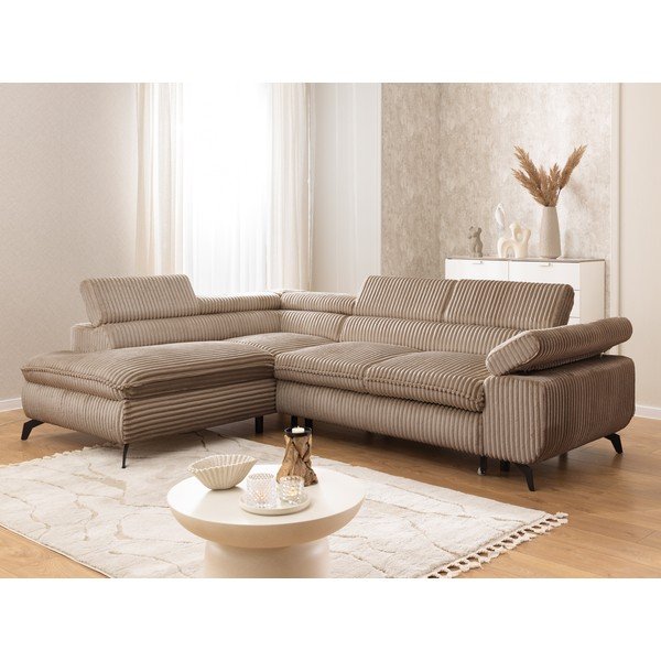 Smeđa kutna garnitura od samta (s lijevim kutom/u obliku slova L) Marbeya  – Ropez-image-1