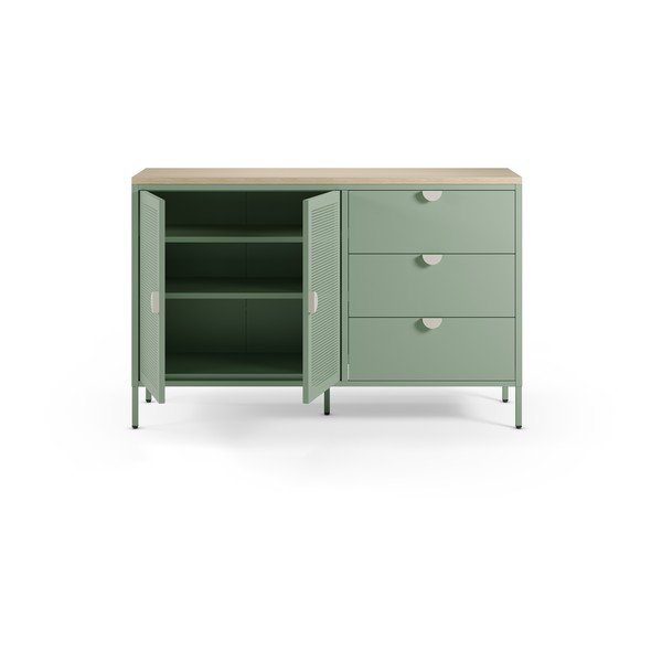 Mentol zelena/u prirodnoj boji metalna komoda 140x90x40 cm Sayla – Marckeric-image-1