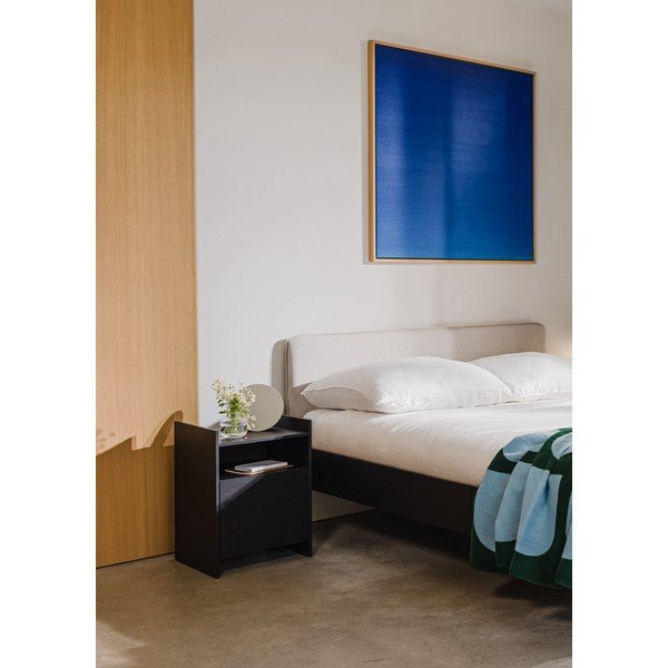 Crni tapecirani/od iverice bračni krevet s podnicom 180x200 cm Streiko – noo.ma-image-2