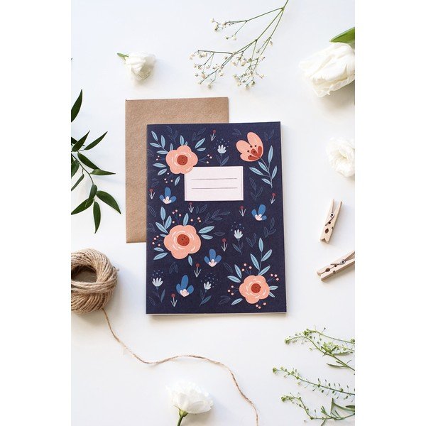 Bilježnica bez crta od recikliranog papira A5 s motivom Flowers Printintin, 60 str.-image-1