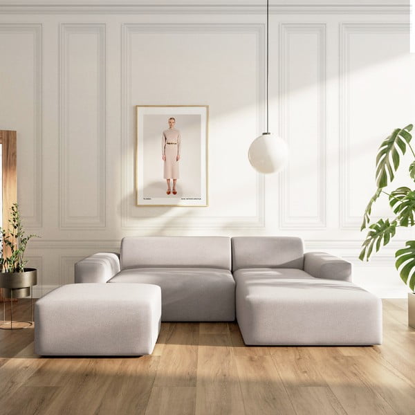 Siva baršunasti sklopiva/s prostorom za odlaganje kutna garnitura (s desnim kutom/s ležaljkom) Villet – Rodier-image-1