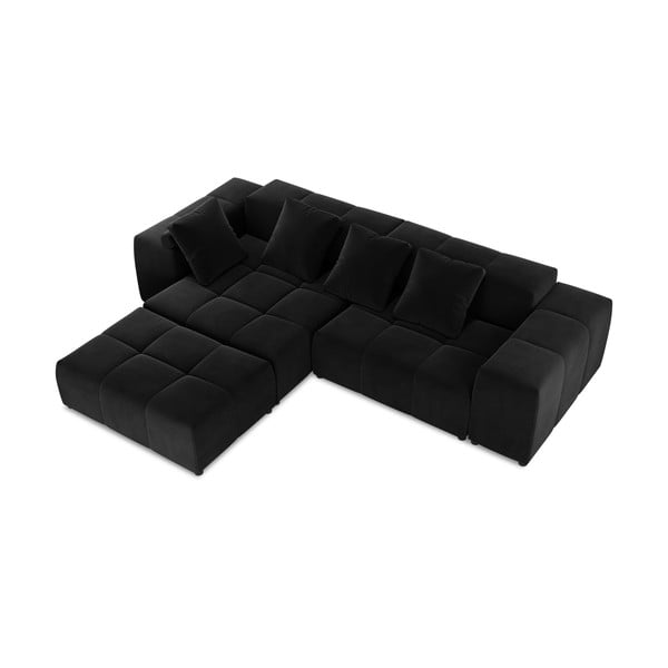 Kutna garnitura od crnog baršuna (varijabilna) Rome Velvet - Cosmopolitan Design-image-3