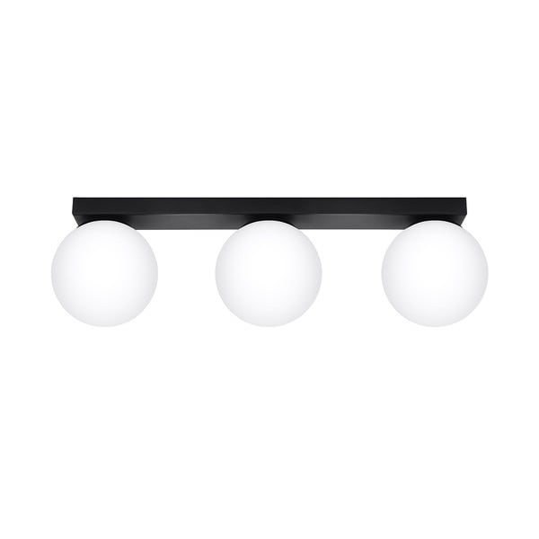 Crna stropna svjetiljka sa staklenim sjenilom ø 12 cm Umerta – Nice Lamps