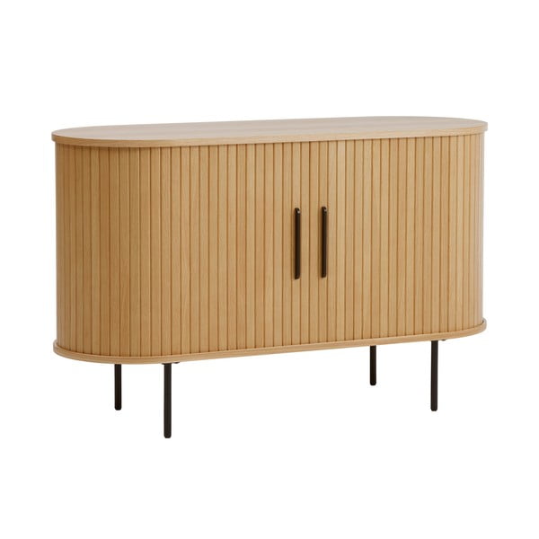 Komoda u dekoru hrasta s kliznim vratima u prirodnoj boji 120x76x45 cm Nola – Unique Furniture-image-4