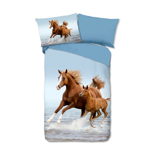 Plava pamučna dječja posteljina za krevet za jednu osobu 140x200 cm Free – Good Morning