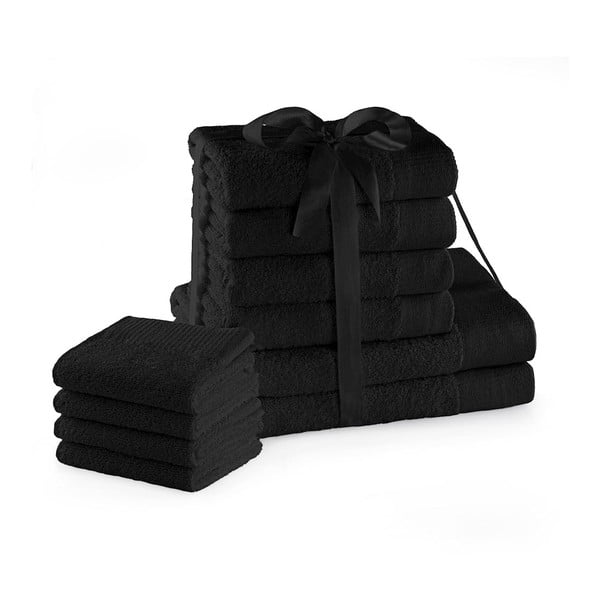 Crni pamučni set ručnika 10 kom od frotira Amari – Restilo