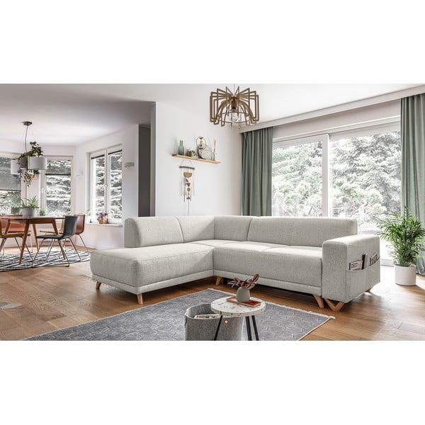 Bež sklopiva/s prostorom za odlaganje kutna garnitura (s lijevim kutom/u obliku slova L) Classy Sophie – Miuform-image-3