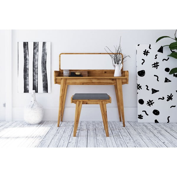 Toaletni stolić od hrastovine s ogledalom 110x45 cm Retro - The Beds-image-4