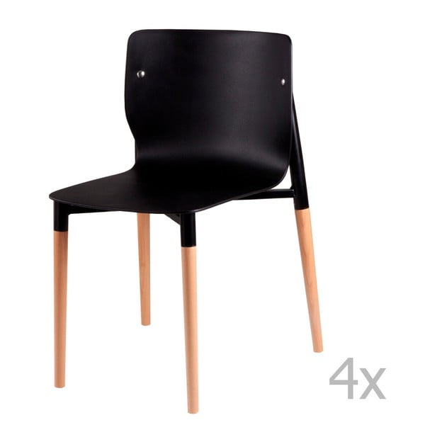 Set od 4 crne blagovaonske stolice s drvenim nogama sømcasa Alisia