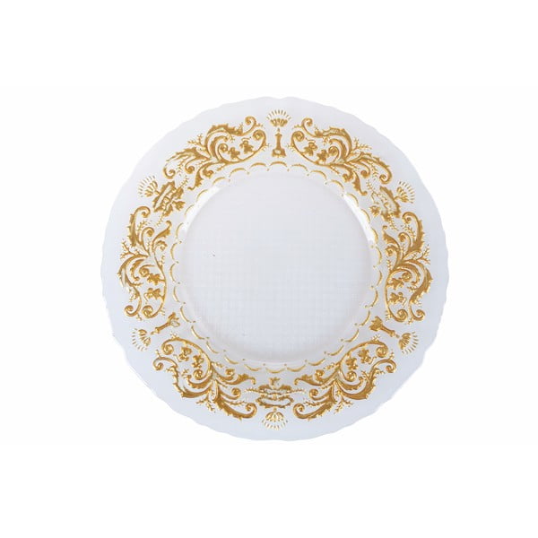 Stakleni tanjur bijelo-zlatne boje Villa d'Este Decoro, ø 32 cm