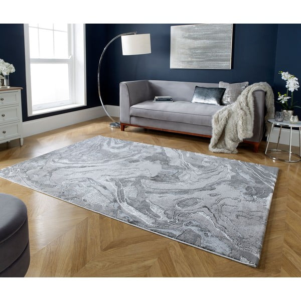 Sivi/u srebrnoj boji tepih 200x290 cm Marbled – Flair Rugs-image-1