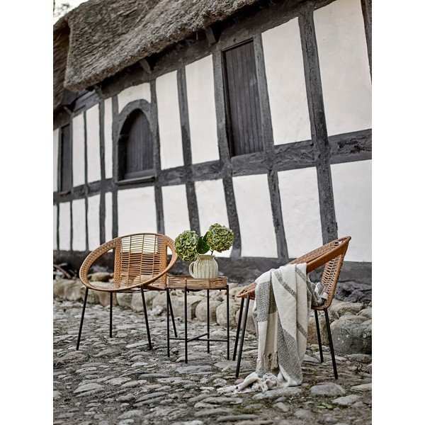 Vrtna garnitura od umjetnog ratana u prirodnoj boji za 2 osobe Dudine – Bloomingville-image-1