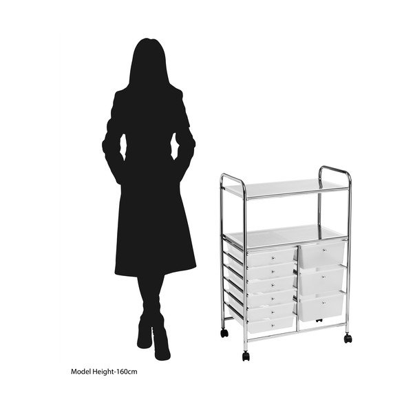 Bijeli/u srebrnoj boji plastični regal na kotačima 64x97 cm – Premier Housewares-image-3