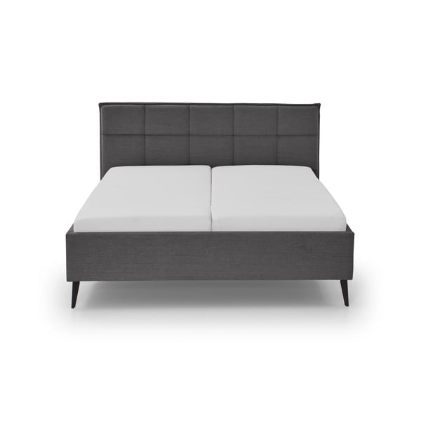 Antracitno sivi tapecirani bračni krevet s prostorom za odlaganje s podnicom 180x200 cm Paulo – Meise Möbel-image-3