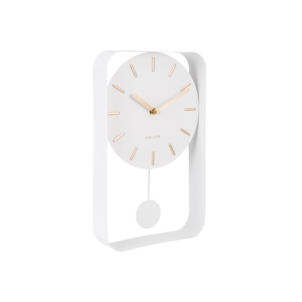 Bijeli zidni sat s klatnom Karlsson Charm, visina 32,5 cm-image-2