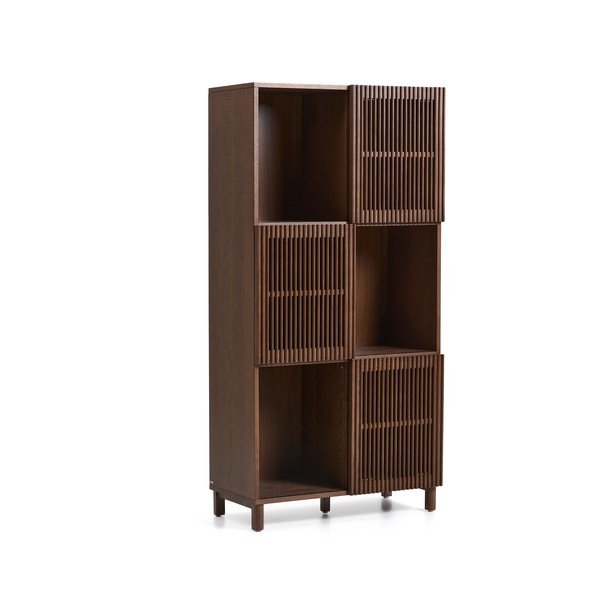 Tamno smeđa biblioteka u dekoru oraha s kliznim vratima 84,5x170x42,5 cm Beyla – Kave Home-image-4