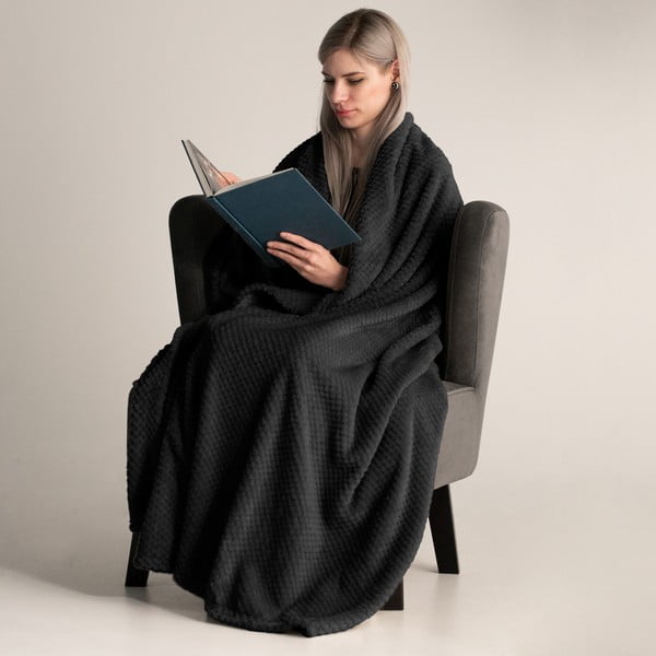 Crna deka od mikrovlakana DecoKing Henry, 150 x 200 cm-image-1