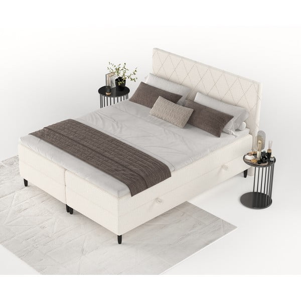 Krem boxspring krevet s prostorom za pohranu 160x200 cm Gwen – Maison de Rêve-image-4