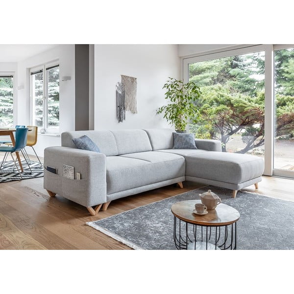 Svijetlo siva sklopiva/s prostorom za odlaganje kutna garnitura Classy Sophie – Miuform-image-3