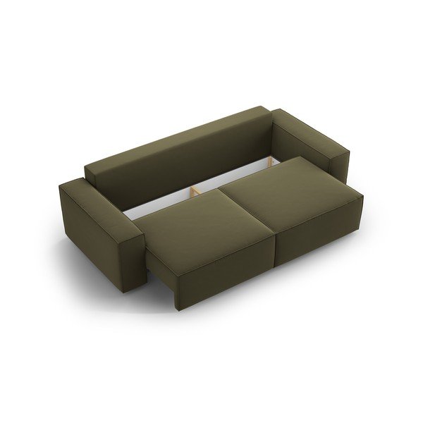 Zelena baršunasti sklopiva/s prostorom za odlaganje sofa 247 cm Jodie – Micadoni -image-4