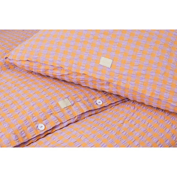 Narančasta-svjetlo ljubičasta posteljina za krevet za jednu osobu od krepa 140x200 cm Bæk&Bølge – JUNA-image-4