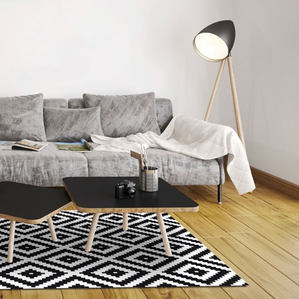 Izdržljiv vinil tepih crno-bijeli, 140x200 cm-image-1