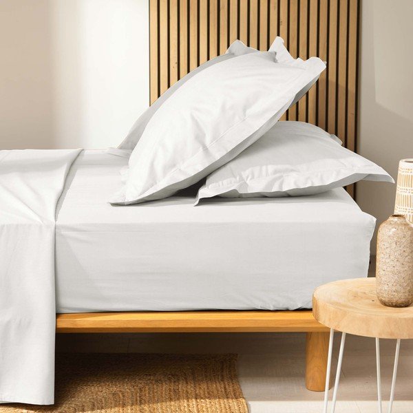 Bijela plahta s gumom od organskog pamuka 140x190 cm Biolina – douceur d'intérieur-image-2