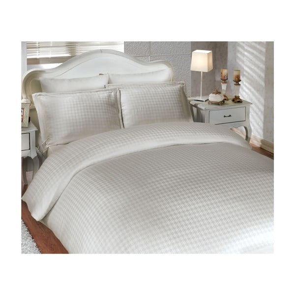 Posteljina za bračni krevet Diamond Cream, 200x220 cm