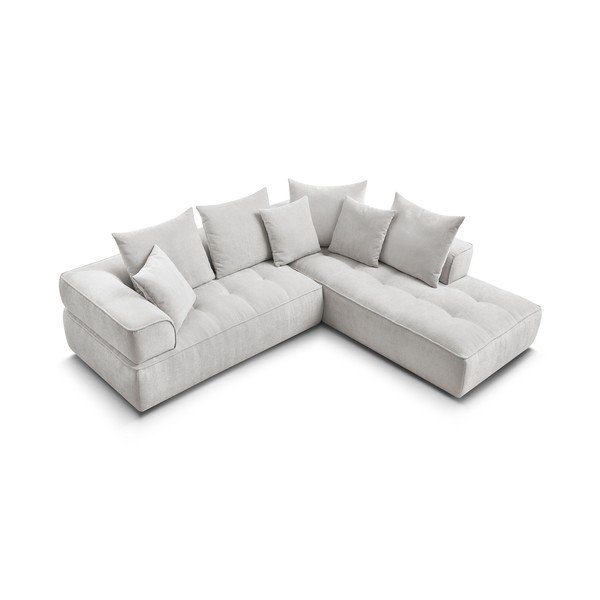 Svijetlo siva kutna garnitura od šenila (s desnim kutom/u obliku slova L) Whesley – Bobochic Paris-image-4