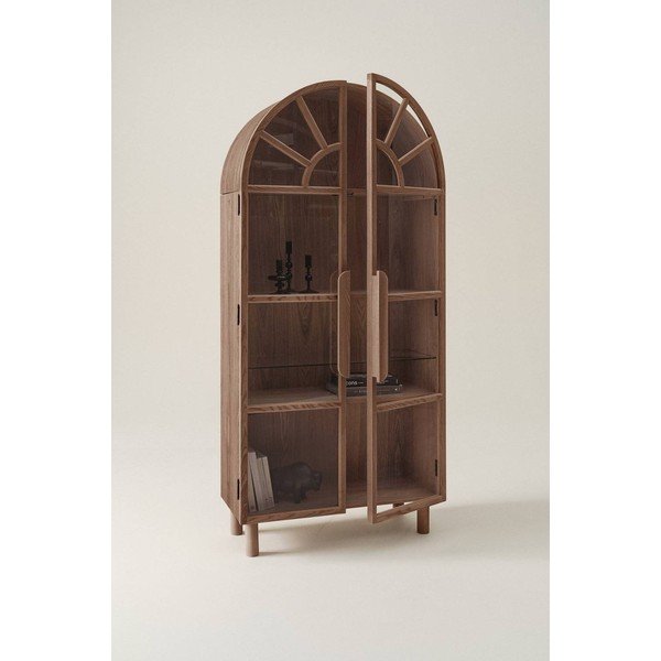 Vitrina u dekoru oraha u tamnoj prirodnoj boji 90x195x40 cm Sandor – Jotex-image-1
