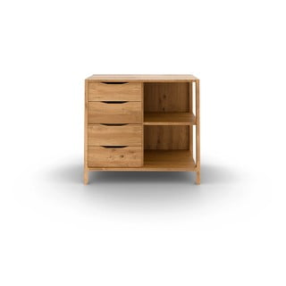 Niska komoda od punog hrasta u prirodnoj boji 95x80 cm Twig – The Beds