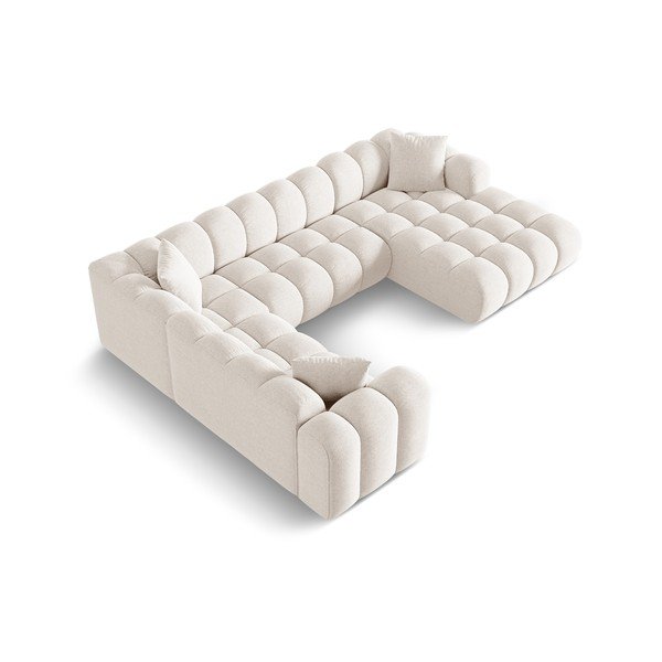 Krem kutna garnitura od šenila (s lijevim kutom/u obliku slova "U") Treno – Cosmopolitan Design-image-2