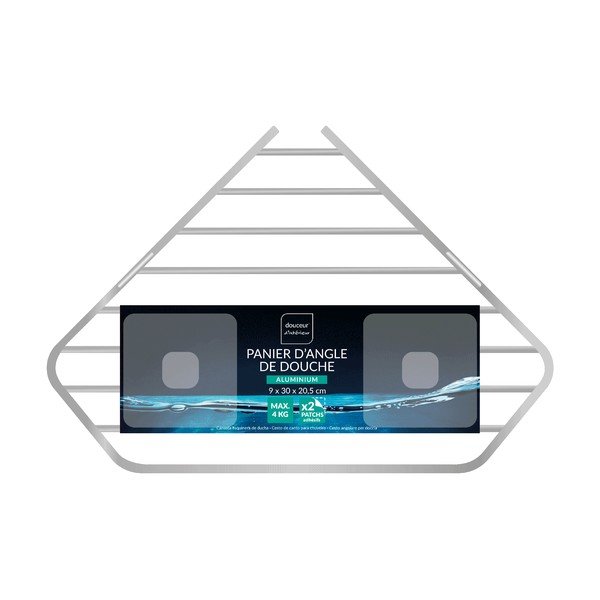 Kupaonska polica aluminijska u sjajno srebrnoj boji s postavljanjem bez bušenja/kutna Filaire Aluminium – douceur d'intérieur-image-2