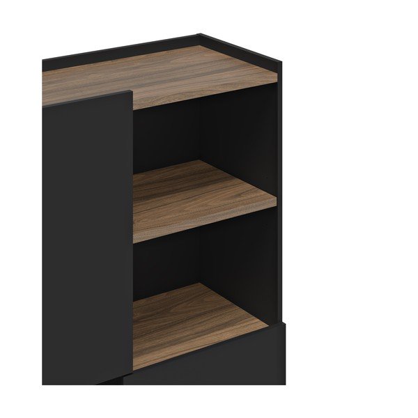 Crna/smeđa biblioteka u dekoru oraha 180x83 cm Nina – TemaHome-image-4