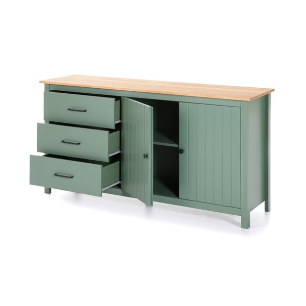 Zelena/u prirodnoj boji niska komoda od masivnog bora 150x80 cm Miranda – Marckeric-image-4